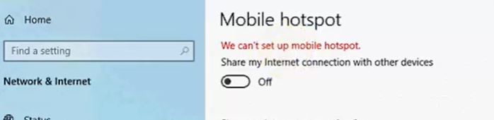 we cant set up mobile hotspot windows 10 fix