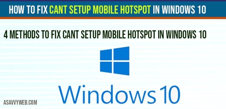windows 10 cant set up mobile hotspot